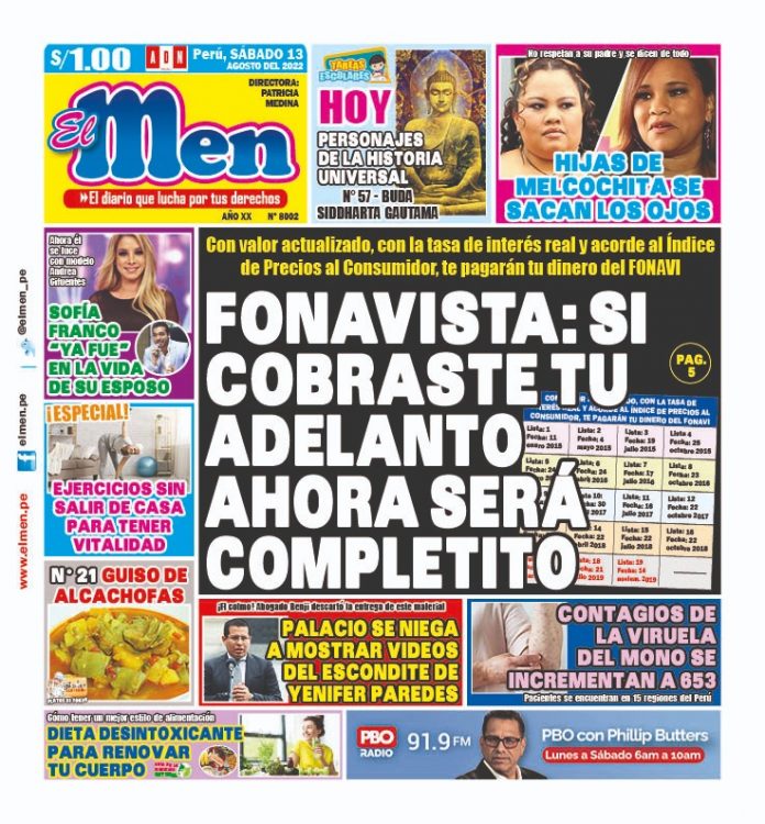 Portada impresa – Diario El Men (13/08/2022)