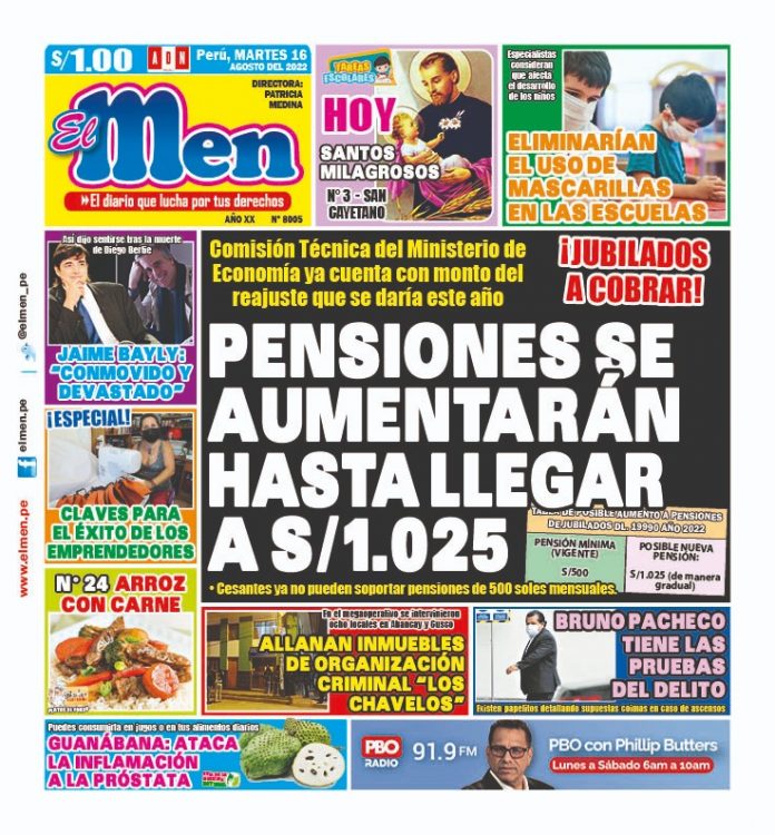 Portada impresa – Diario El Men (16/08/2022)