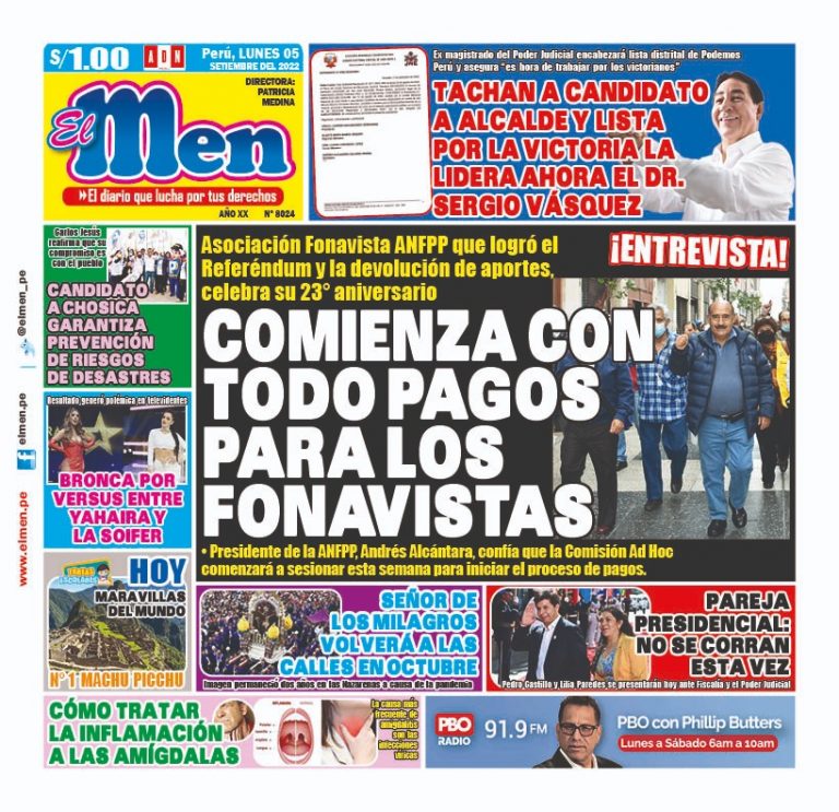 Portada impresa – Diario El Men (05/09/2022)