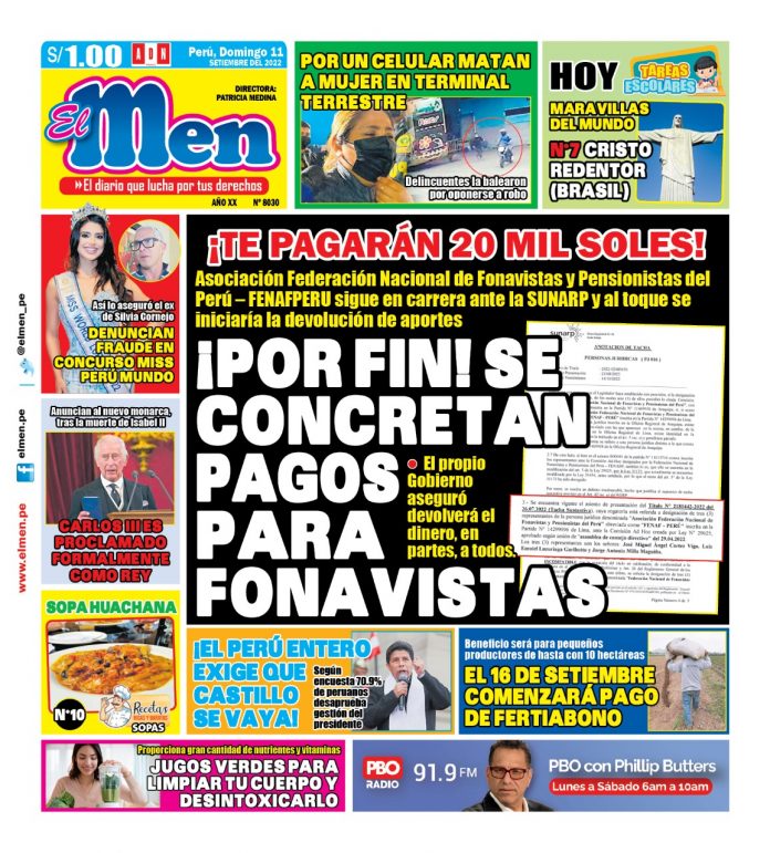 Portada impresa – Diario El Men (11-09-2022)