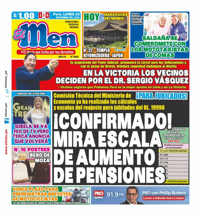 Portada impresa – Diario El Men (26/09/2022)
