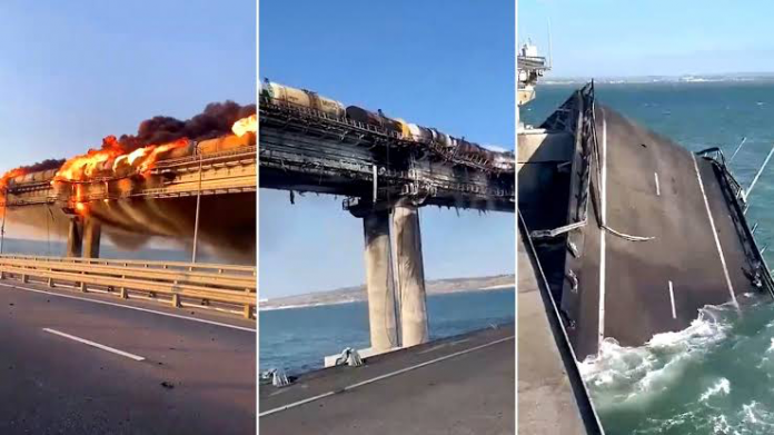 Explosión destruye parte del único puente que une la península de Crimea con Rusia