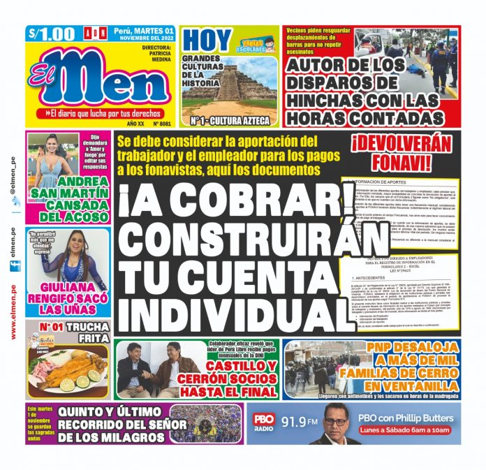 Portada impresa – Diario El Men (01/11/2022)