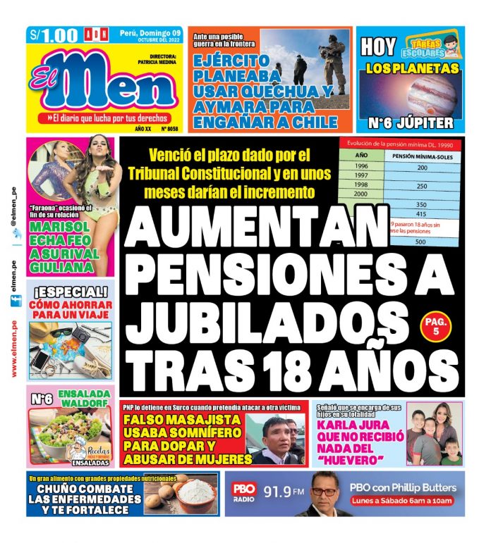 Portada impresa – Diario El Men (09102022)