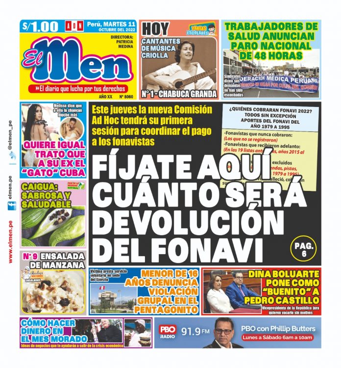 Portada impresa – Diario El Men (11/10/2022)