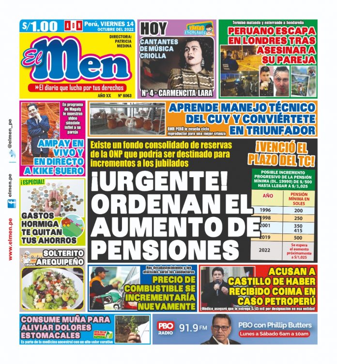 Portada impresa – Diario El Men (14/10/2022)