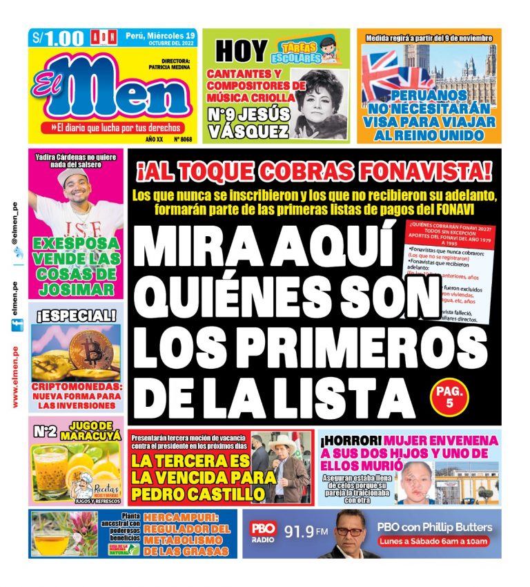 Portada impresa – Diario El Men (19/10/2022)