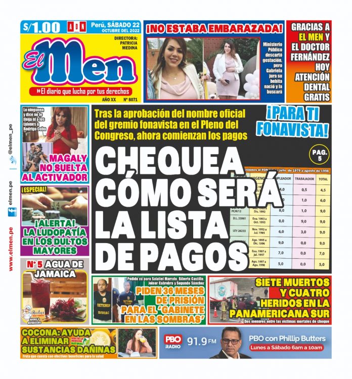 Portada impresa – Diario El Men (22/10/2022)