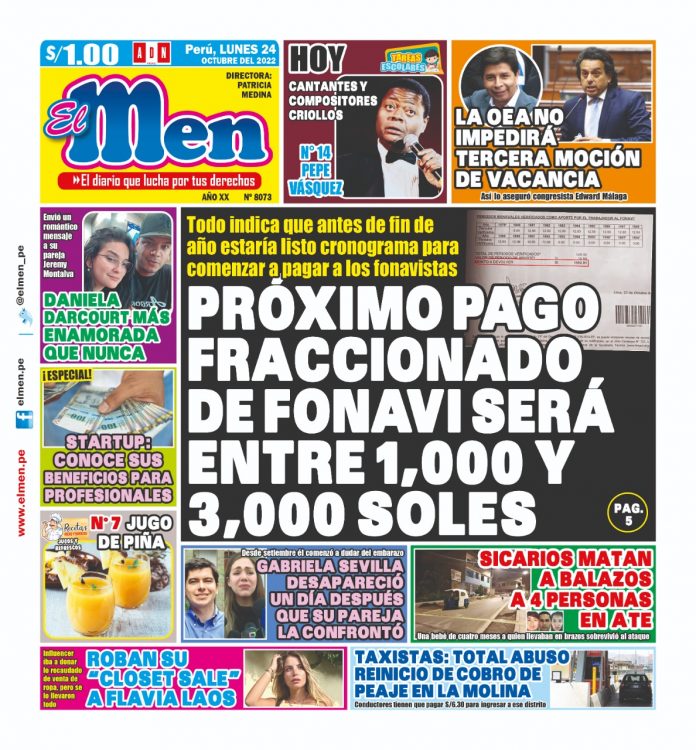 Portada impresa – Diario El Men (24/10/2022)