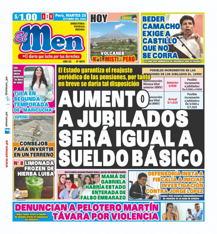 Portada impresa – Diario El Men (25/10/2022)