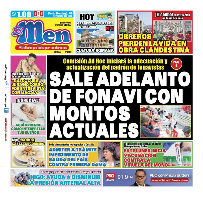 Portada impresa – Diario El Men (06-11-2022)