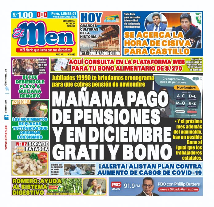 Portada impresa – Diario El Men (07-11-2022)