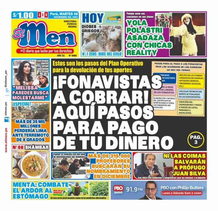 Portada impresa – Diario El Men (08-11-2022)