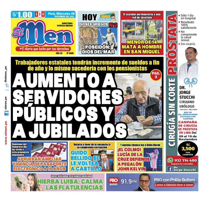 Portada impresa – Diario El Men (09-11-2022)