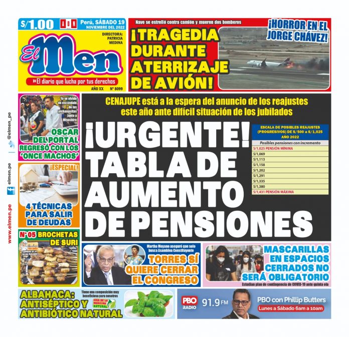 Portada impresa – Diario El men 19-11-2022