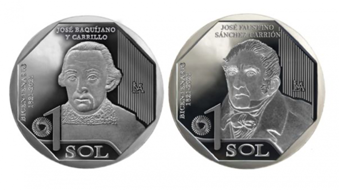 Monedas de S 1 de alusivas a José Baquíjano y Carrillo de Córdoba y a José Faustino Sánchez Carrión