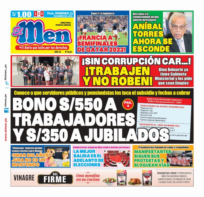 Portada impresa – El Men (11-12-2022) Portada impresa – El Men (11-12-2022)