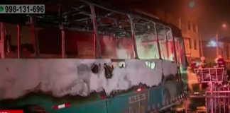 Bus se quemó por completo y generó temor en vecinos de SMP
