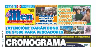 Portada impresa – Diario El Men 07-01-2023