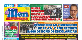 Portada impresa – Diario El Men 28-01-2023