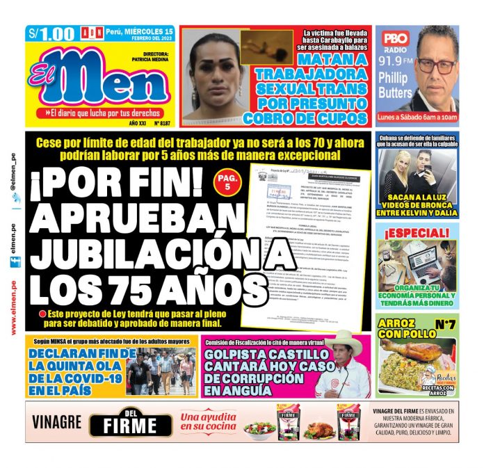 Portada Impresa – Diario El Men 15-02-2023