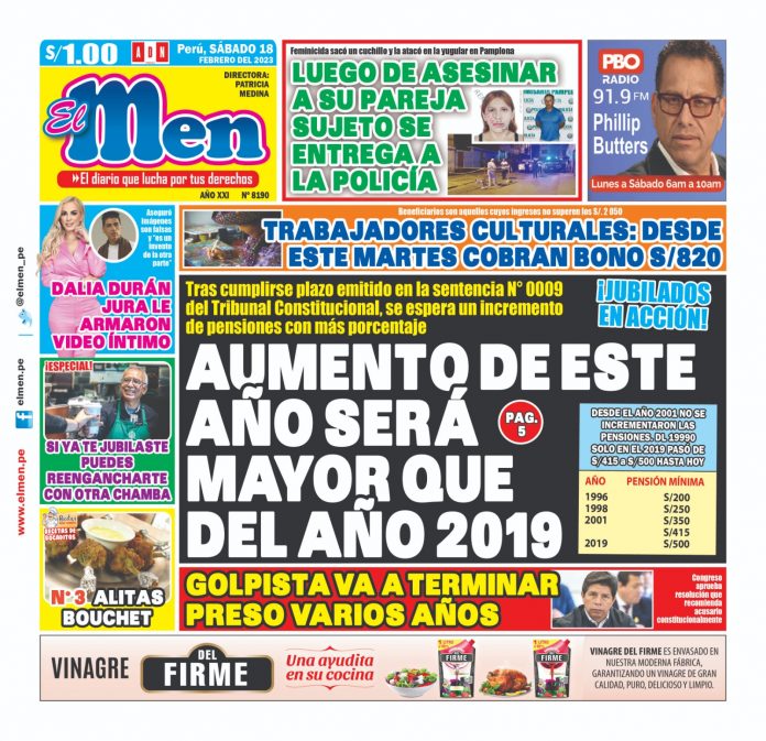 Portada Impresa – Diario El Men 18-02-2023