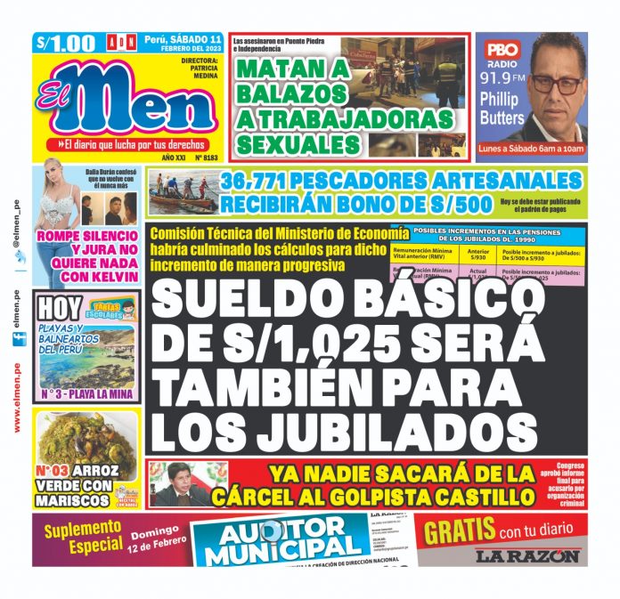 Portada impresa – Diario El Men 11-02-2023
