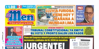 Portada impresa – Diario El Men 14-03-2023