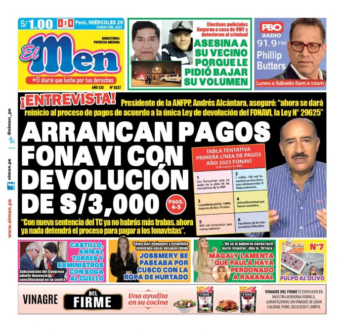 Portada impresa – El Men 29-03-2023 Portada impresa – El Men 29-03-2023