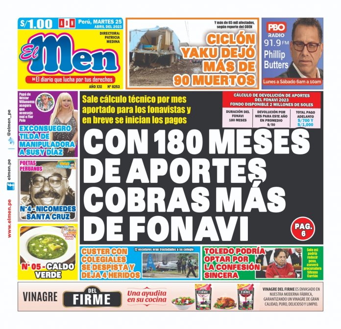 Portada impresa – El Men 25-04-2023