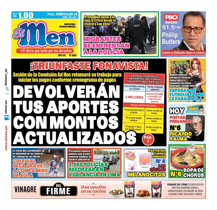 Portada impresa – El Men 26-04-2023 Portada impresa – El Men 26-04-2023
