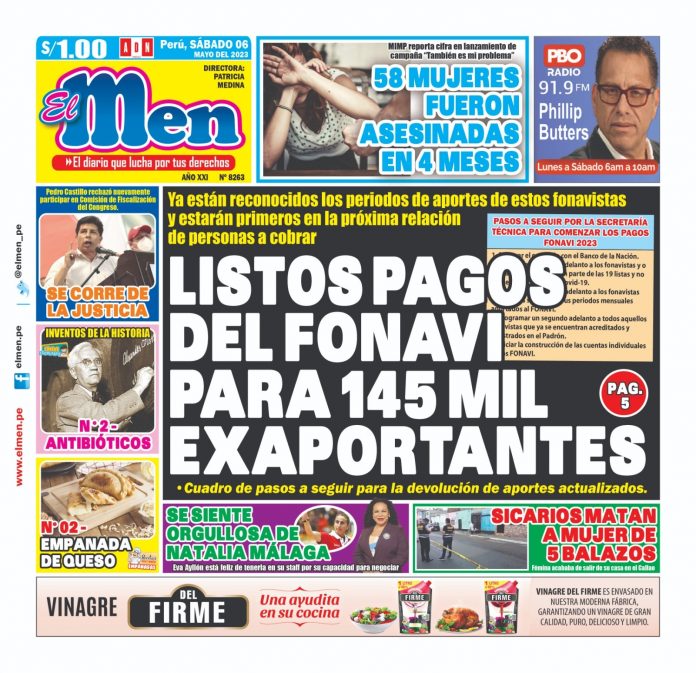 Portada impresa – Diario El Men 06-05-2023