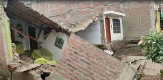 hundimiento del suelo en el centro poblado de Peralvillo