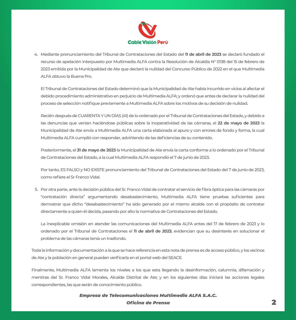 Cable Visión: Nota de prensa (2/2)