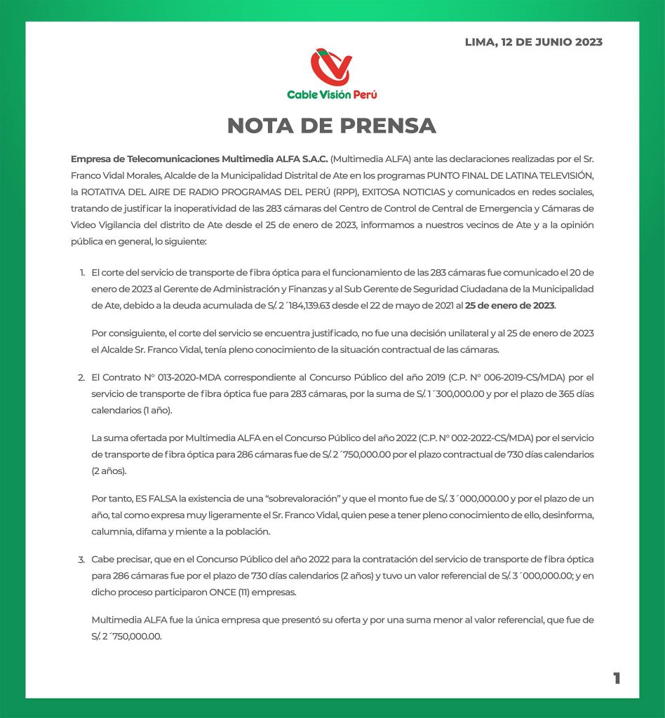Cable Visión: Nota de prensa (1)