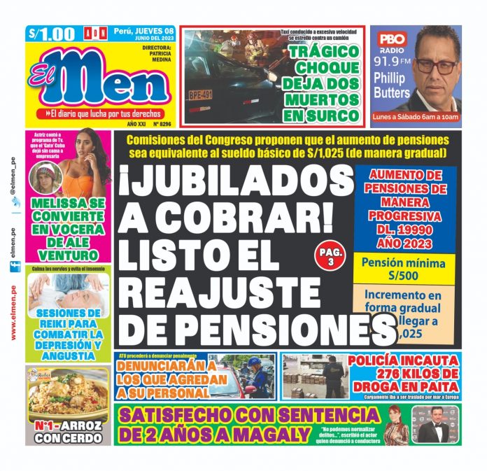 Portada impresa – Diario El Men 08-06-2023