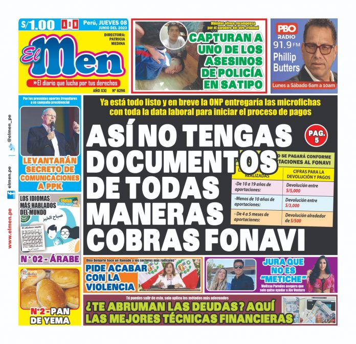 Portada impresa – Diario El Men 10-06-2023 Portada impresa – Diario El Men 10-06-2023
