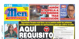 Portada impresa – Diario El Men 17-06-2023