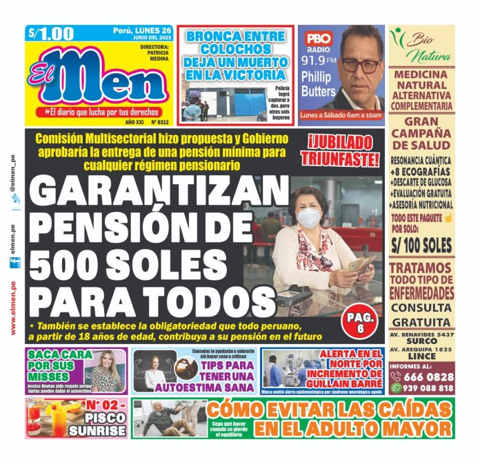 Portada impresa – Diario El Men 26-06-2023