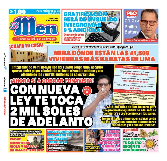 Portada impresa – Diario El Men 05-07-2023 Portada impresa – Diario El Men 05-07-2023