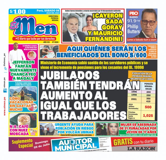 Portada impresa – Diario El Men 08-07-2023