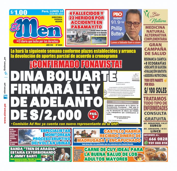 Portada impresa – Diario El Men 10-07-2023