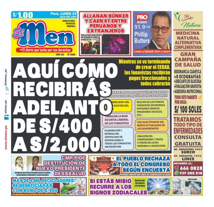Portada impresa – Diario El Men 24-07-2023