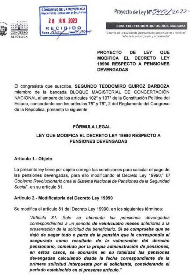 Proyecto de Ley N° 5499-2022