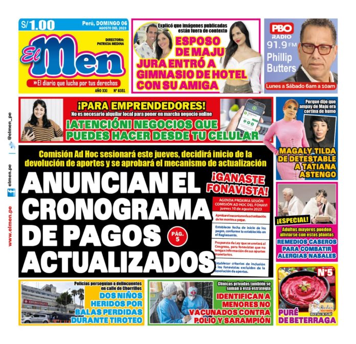 Portada impresa – Diario El Men 06-08-2023