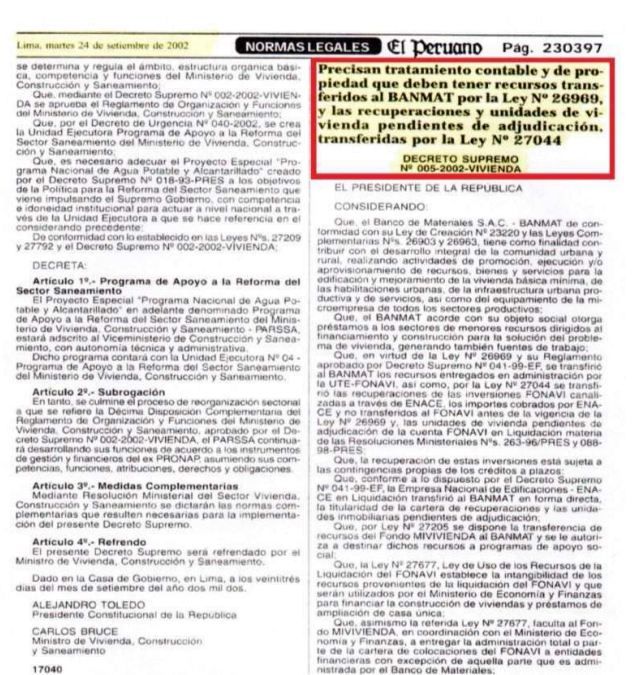 Decreto Supremo 005-2002-vivienda