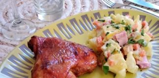 Pollo al horno con ensalada blanca