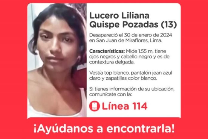 Desaparición de Lucero intriga a San Juan de Miraflores