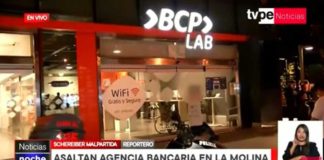 Delincuentes se disfrazan para robar banco en La Molina