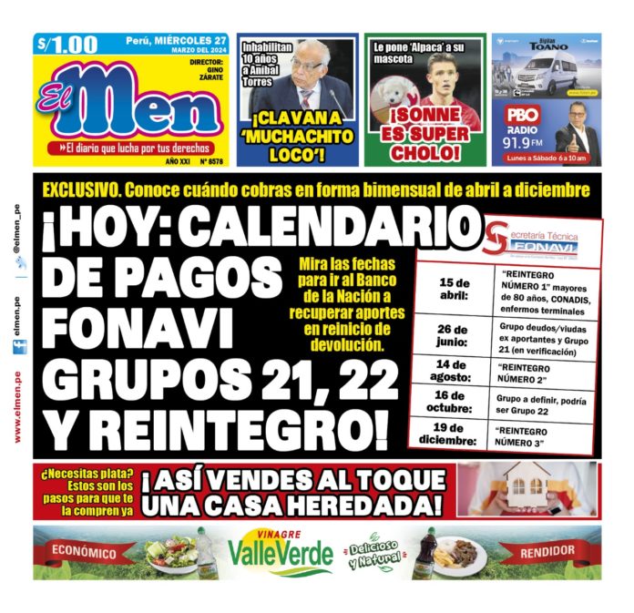 Portada Diario El Men (27/03/2024)